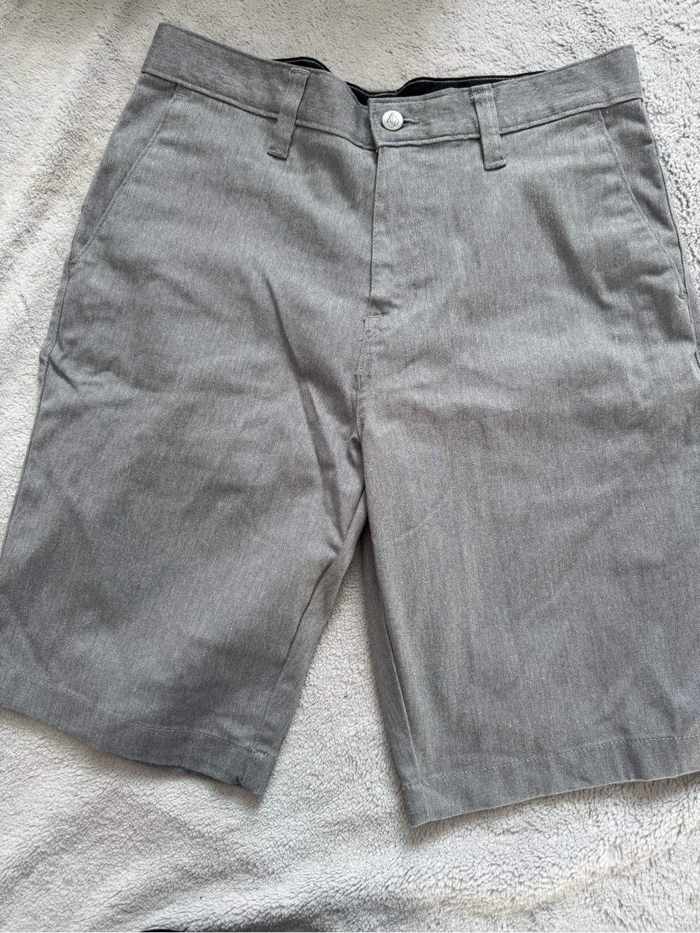 Volcom Mens Hybrid Chino Shorts Gray Stretch Surf Turf Casual Size 31